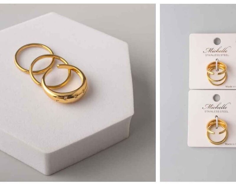 SET DE ANILLOS ACERO INOXIDABLE DISEÑO
